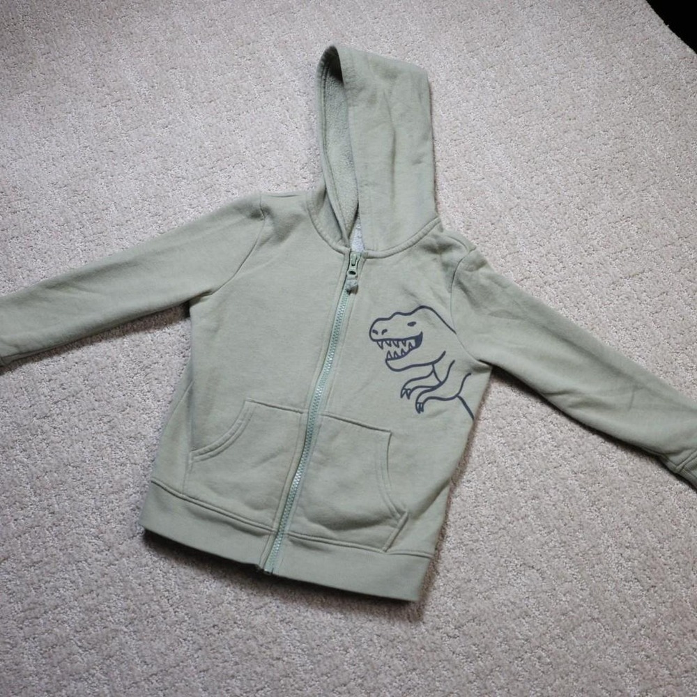Cat & Jack boy's green dinosaur zip up hoodie